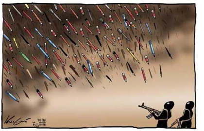 pens and pencils raining upon the extremists